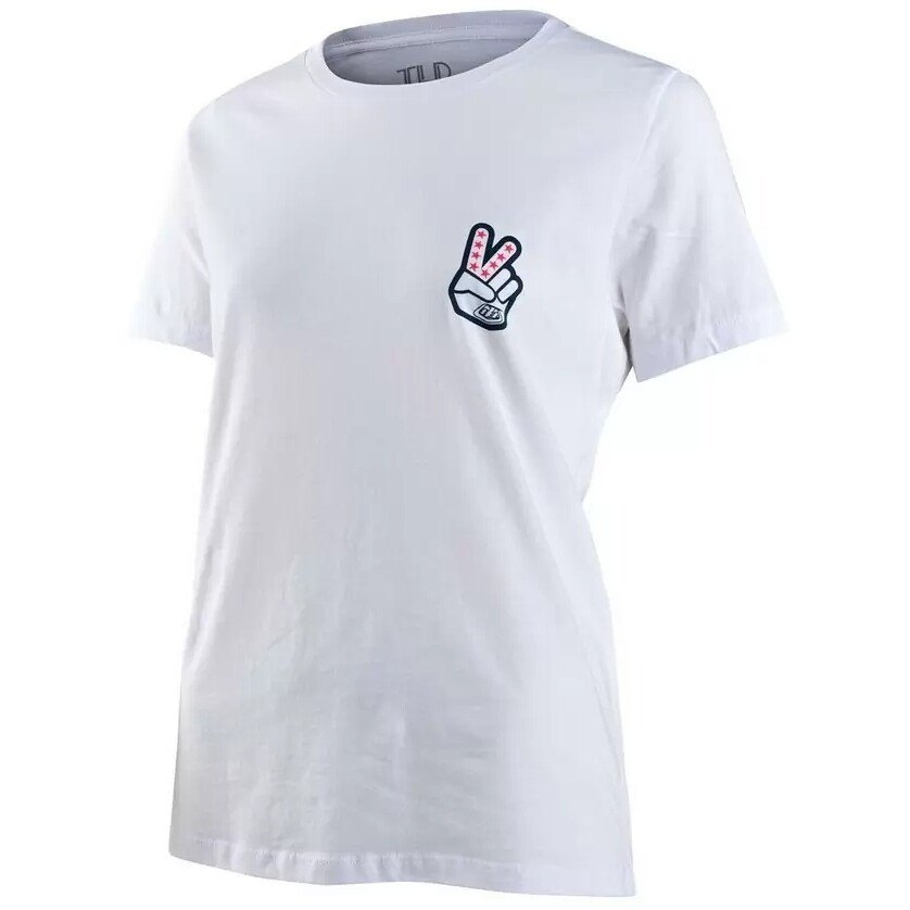 T-shirt femme Troy Lee Design, manches courtes, blanc, « Peace Out ».